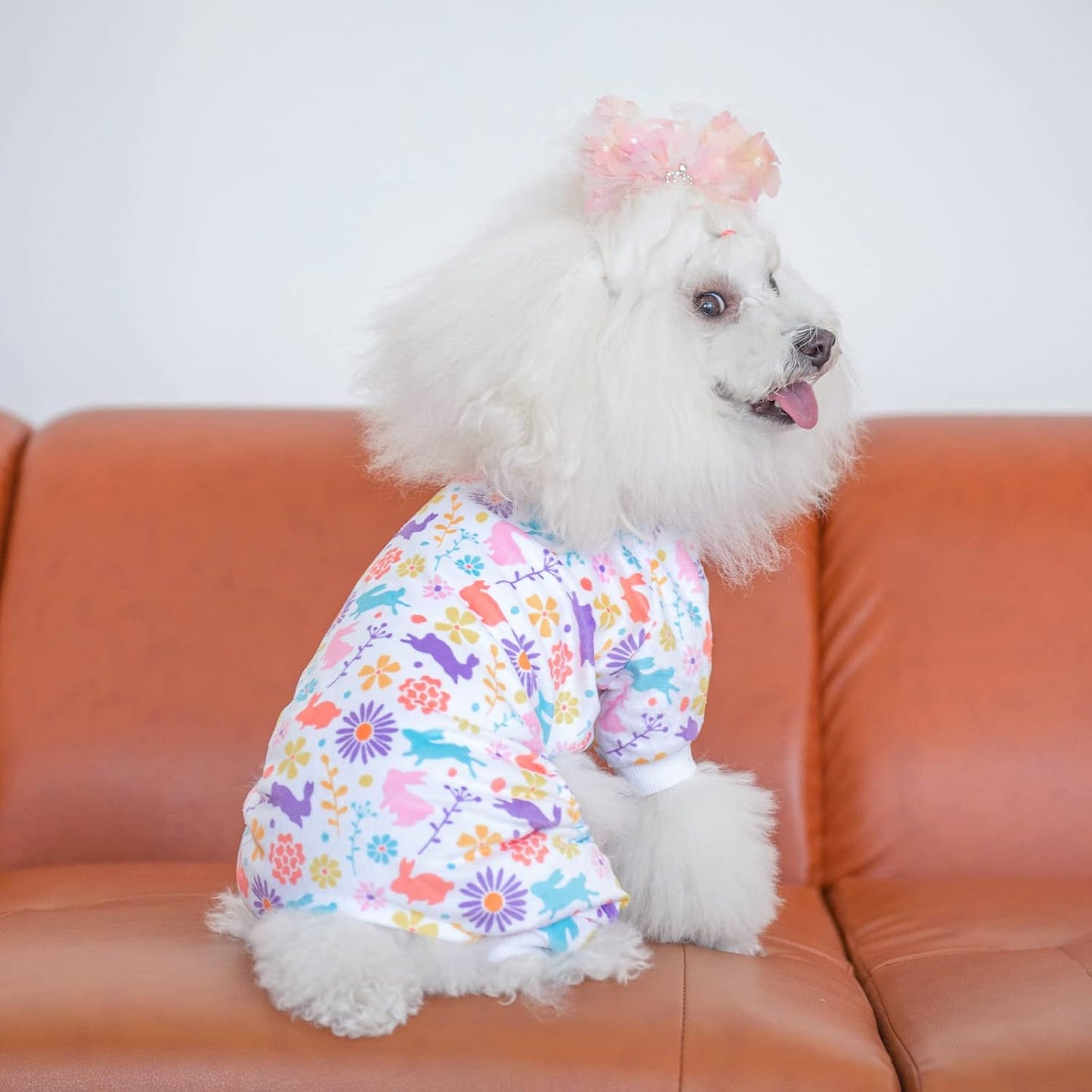 CuteBone Small Dogs Outfit Soft Puppy Onesies Pjs Dog Easter Rabbit Pajamas Pet Coat Cat Apparel Comfy Doggie Jumpsuit Bodysuit for All Seasons P276XS