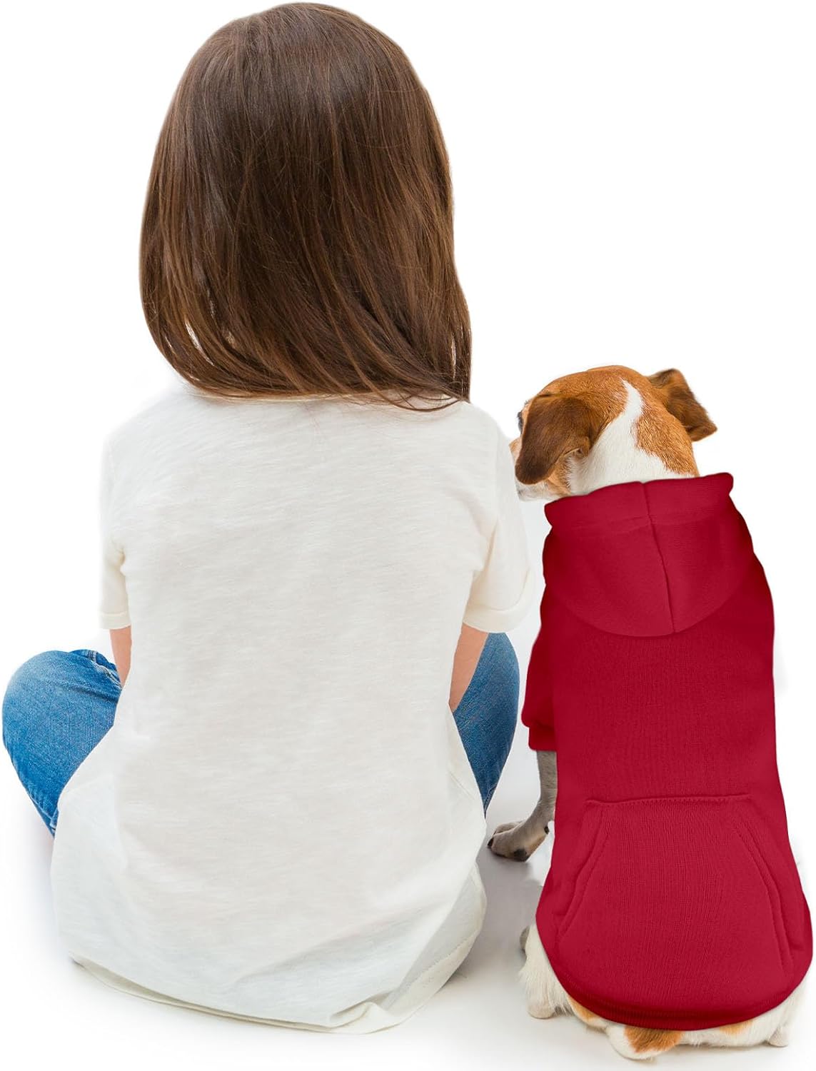 Dog Sweaters for Medium Dogs Dog Hoodie Pet Sweater Solid Soft Brushed Fleece Pet Clothes Hoodie Sweatshirt with Pocket(Red-M)