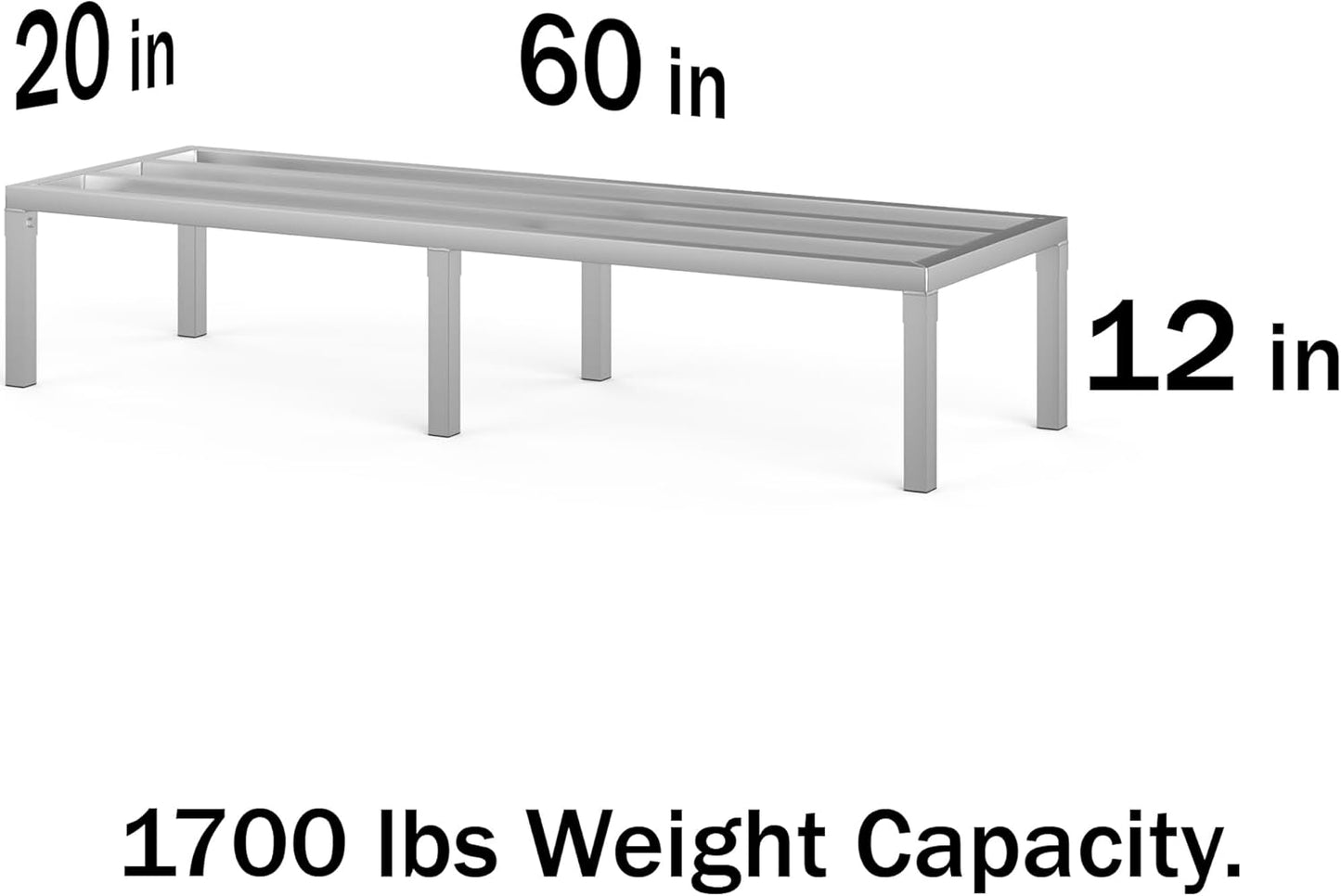 20 in X 60 in. Aquarium Stand | Industrial Style Aluminum Fish Tank Base with Open Frame Design