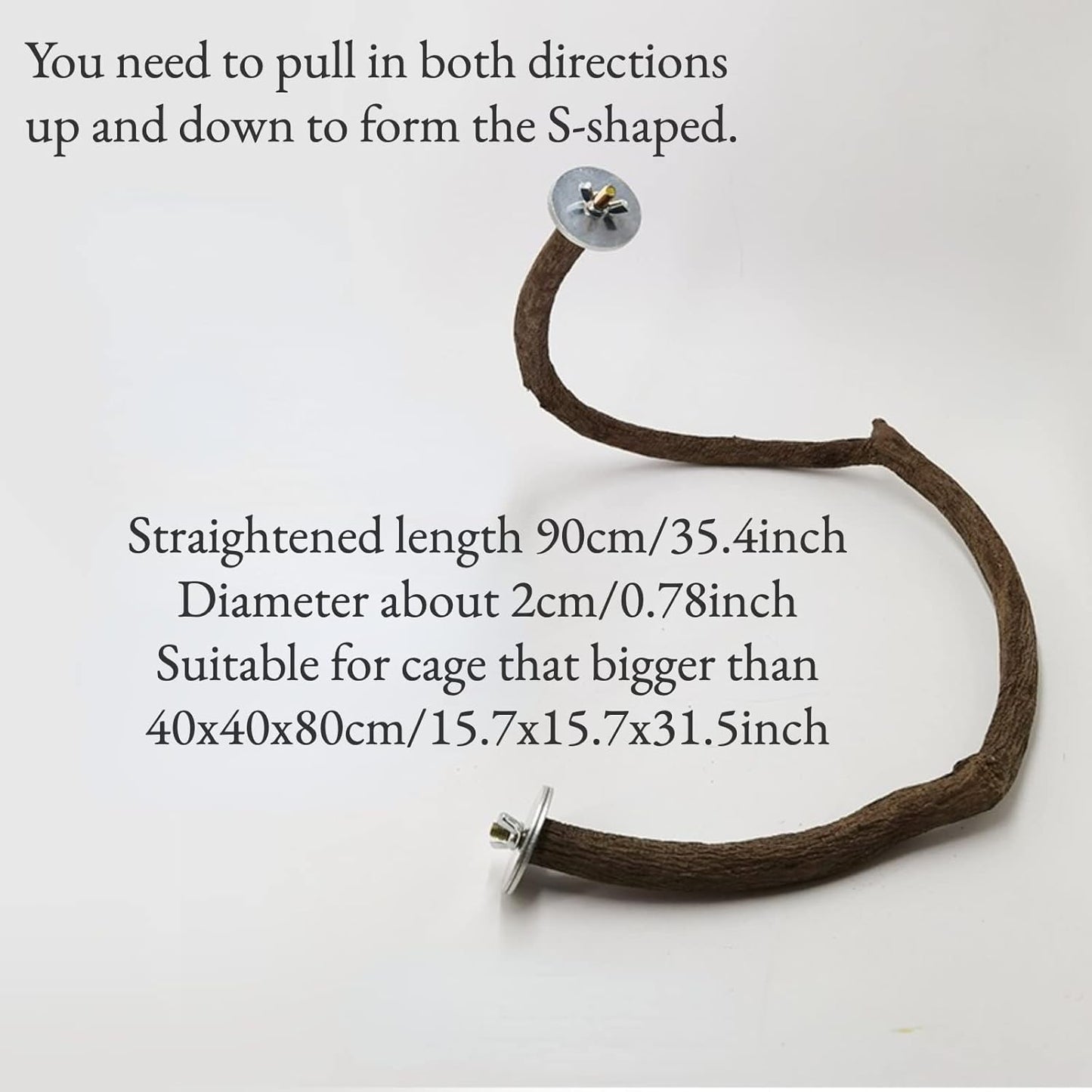 Parrot Perch Stand Bird Cage Stand Pole Natural Wild Grape Stick Grinding Paw Cage Accessories for Parakeet Cockatiels Budgies Conure Lovebirds Platform (S-Shaped)