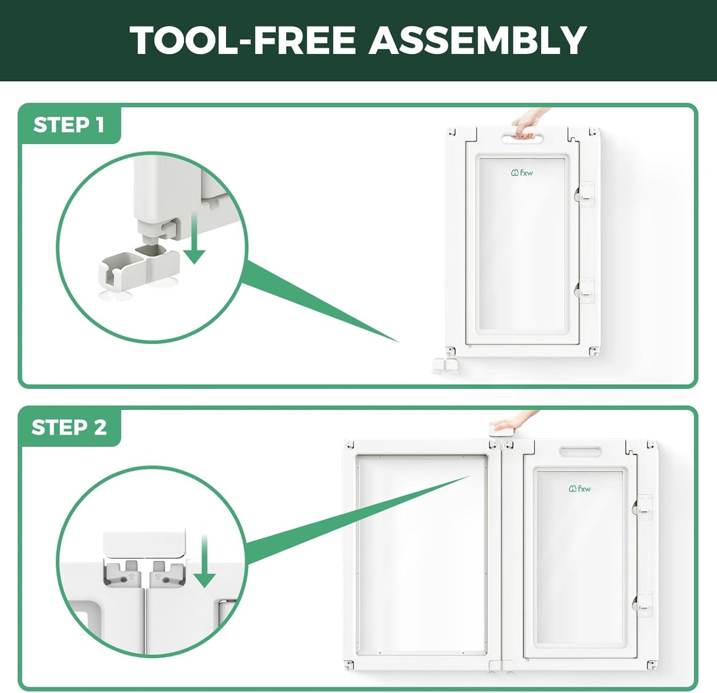FXW AuraSpace Acrylic Indoor Unleashed Dog Playpen for Medium Dogs, 35 Inch, 16 Panels, White