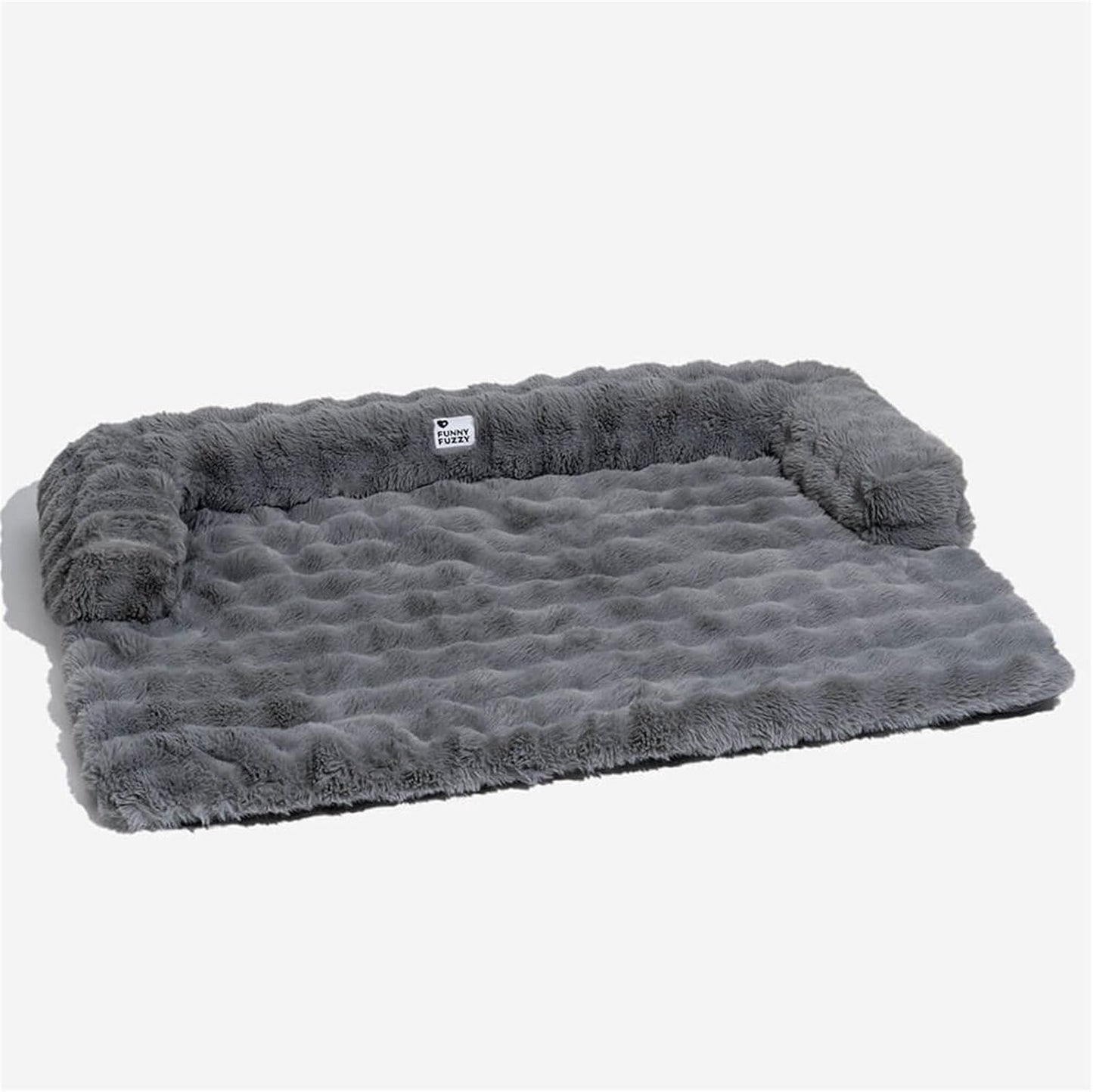 FUNNY FUZZY Pet Fluffy Fuzzy Couch Cover, Calming Washable Dog Bed Sofa Protector Pets Mat for Small Dogs and Cats (Grey,27.56 × 24.02 × 5.51 in)