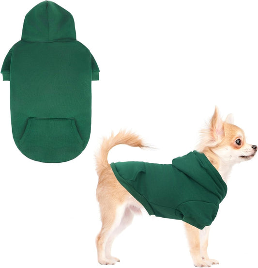 KOOLTAIL Basic Dog Hoodie - Soft & Warm Dog Hoodie Sweater with Leash Hole and Pocket, Dog Winter Coat, Cold Weather Clothes Sweatshirt for Small Medium Large Dogs Puppy Cat Boys Girls Deep Green S