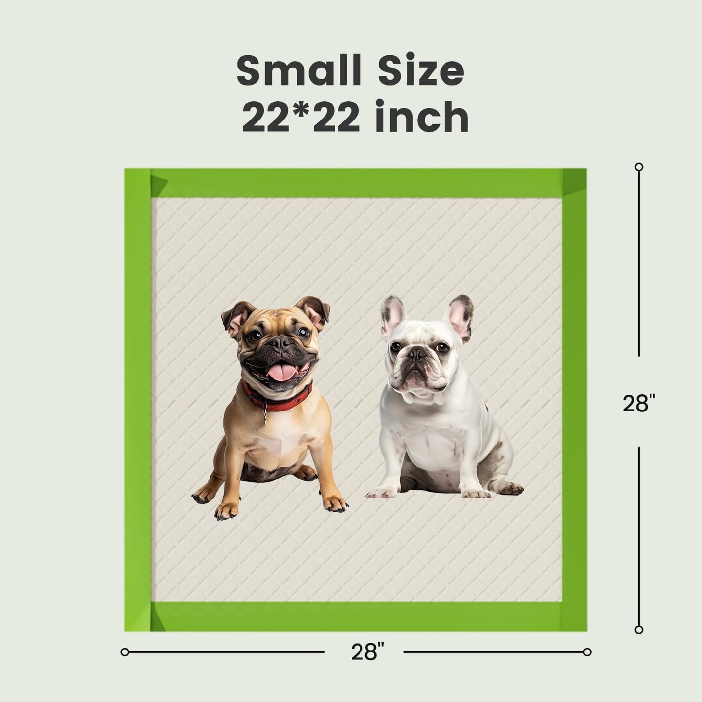 Gardner Pet Dog Pee Pads Rugular 22"x22", Thicker ECO Green Small Disposable Puppy Training Pads Super Absorbent Full Edge-Wrapping Pad for Dogs, Puppies, Doggies, Cats-(20 Count)