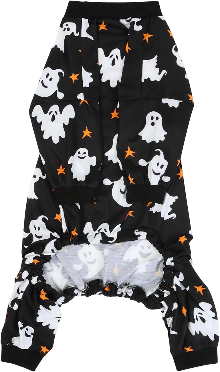 HDE Dog Pajamas One Piece Jumpsuit Lightweight Dog PJs Shirt for M-3XL Dogs Ghostly Stars - 3XL