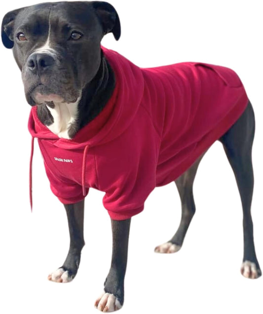 Spark Paws Dog Hoodie – Premium Dog Sweater for Small, Medium, and Large Dogs | Warm Outfits for French Bulldogs, Pitbull, Puppy, Winter Jacket Alternative - Burgundy - 2XL