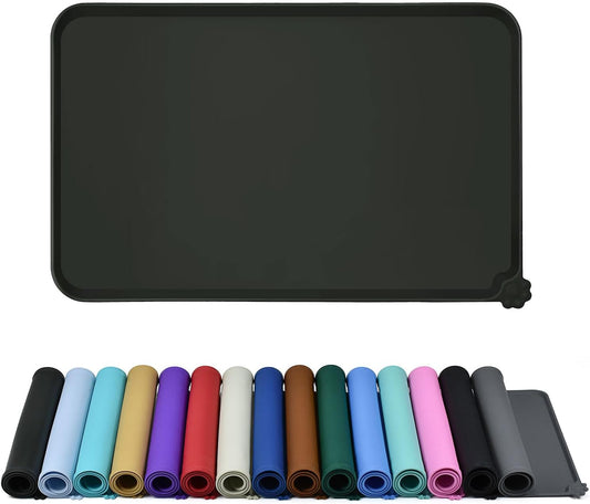 Waterproof Pet Feeding Mat with High Raised Edges, Heavier and Thicker Placemats for Cat Dog Water Bowl with BPA Free, Dogs Cats Food Mats for Messy Drinkers to Prevent Spill and Protect Floors