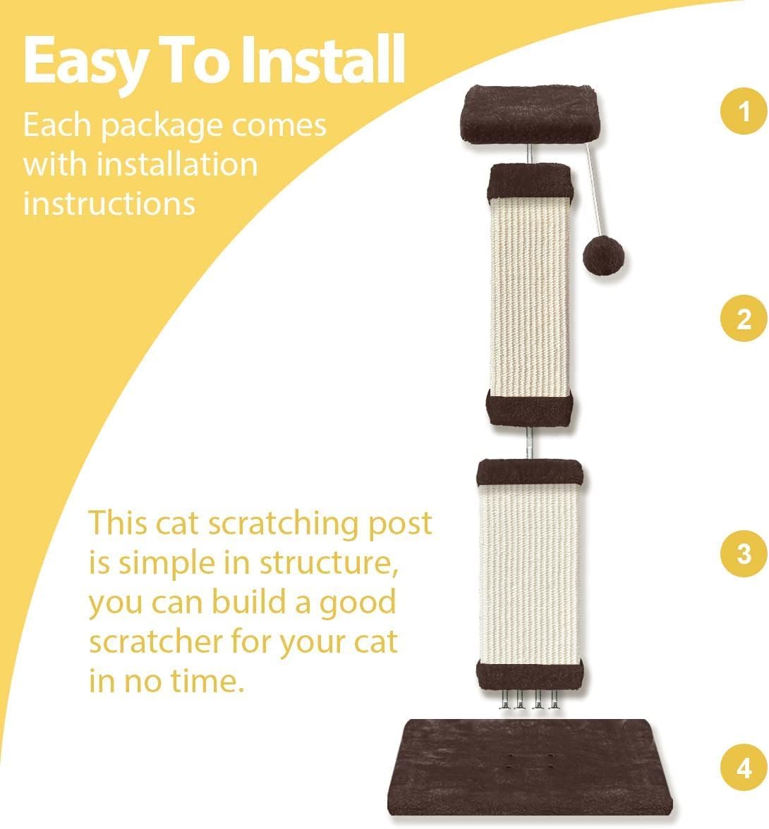 AGYM Cat Scratching Post, 32 Inch Cat Scratch Post for Cats and Kittens, Protect Your Furniture and Exercise Cats, Nature Sisal Modern Cat Scratcher for Indoor Cats, Brown