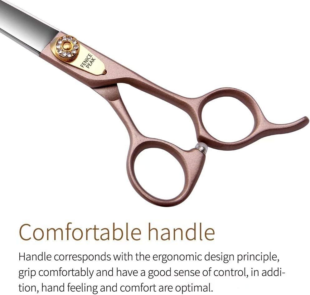 Fenice Peak 8'' Dog Straight Scissors for Grooming 440C Stainless Steel Rose Gold Professional Pet Trimming Scissors Sharp Blades Cutting for Dogs and Cats Shears