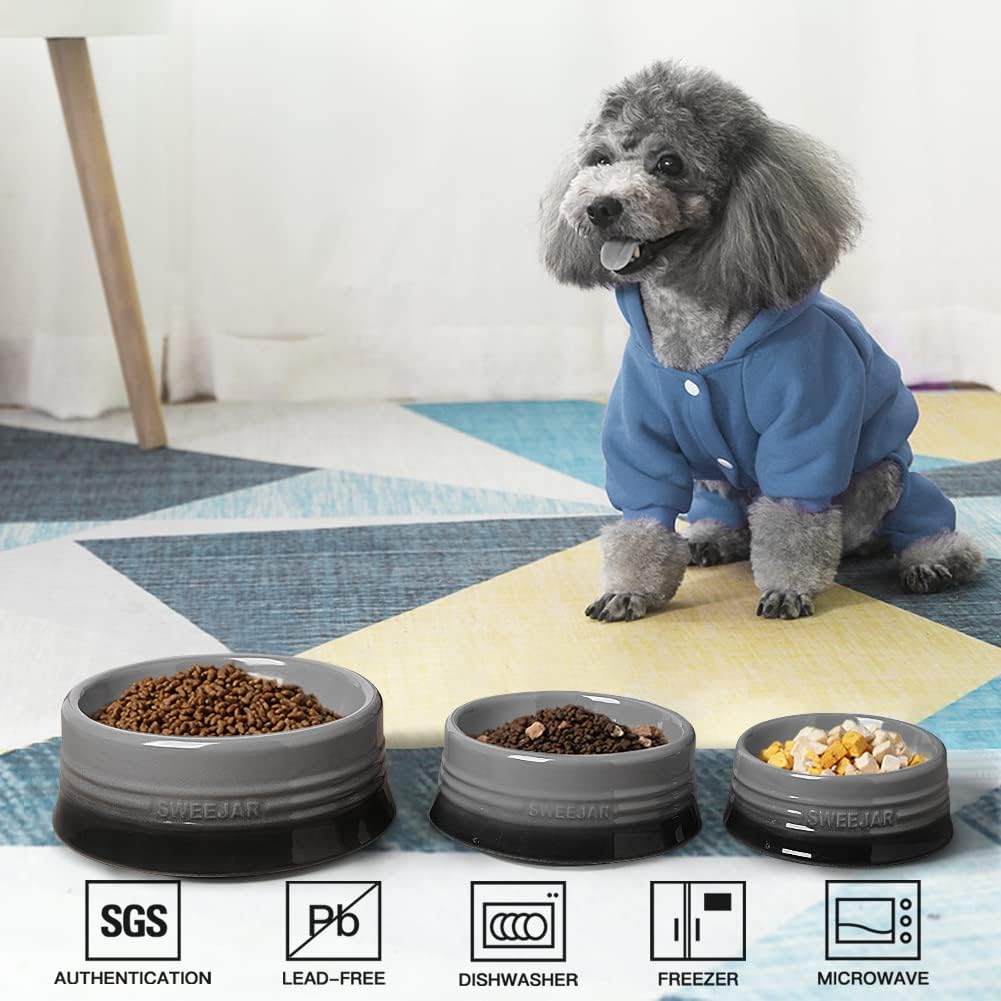 Sweejar Gradient Dog Bowl, Ceramic Dog Food Dish for Puppy and Kitten, Porcelain Pet Bowl for Food and Water 8 oz (Gradient Grey)