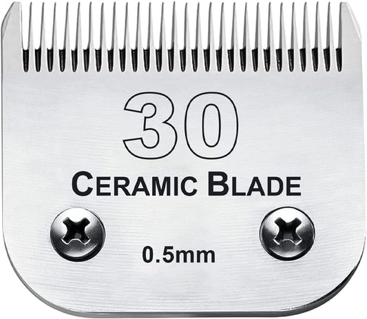 #30 Blade Dog Grooming Clipper Replacement Blades Compatible with Andis/Wahl/Oster Dog Clippers,Detachable Ceramic Blade & Stainless Steel Blade,Size-30, 1/50-Inch Cut Length (64260)