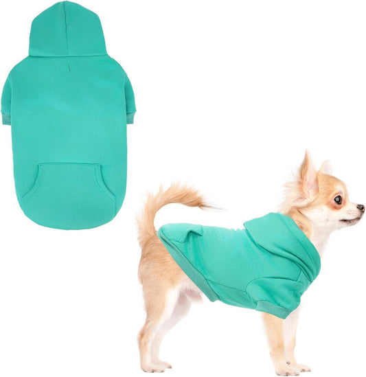KOOLTAIL Basic Dog Hoodie - Soft and Warm Dog Hoodie Sweater with Leash Hole and Pocket, Dog Winter Coat, Cold Weather Clothes Sweatshirt for Small Medium Large Dogs Puppy Cat Boys Girls Lake Blue S