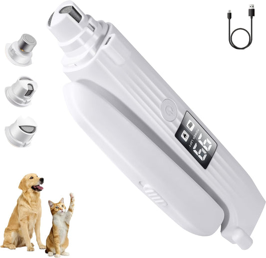 2-in-1 Dog Nail Clippers & Cat Nail Clippers Trimmers for Large Medium Small Dogs Cats Claw Trimmer Very Quiet and Low Vibration Electric Dog Nail Grinder with 2 LED Lights Pet Nail File Safe Painless