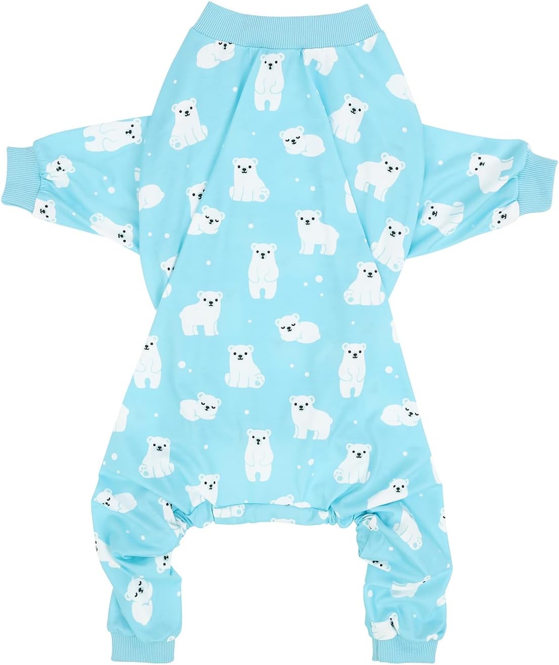 HDE Dog Pajamas One Piece Jammies Jumpsuit Pet Clothes Outfit Stretchy Lightweight Comfy Shirt Pjs for M-3XL Dogs Sleepy Polar Bears - L