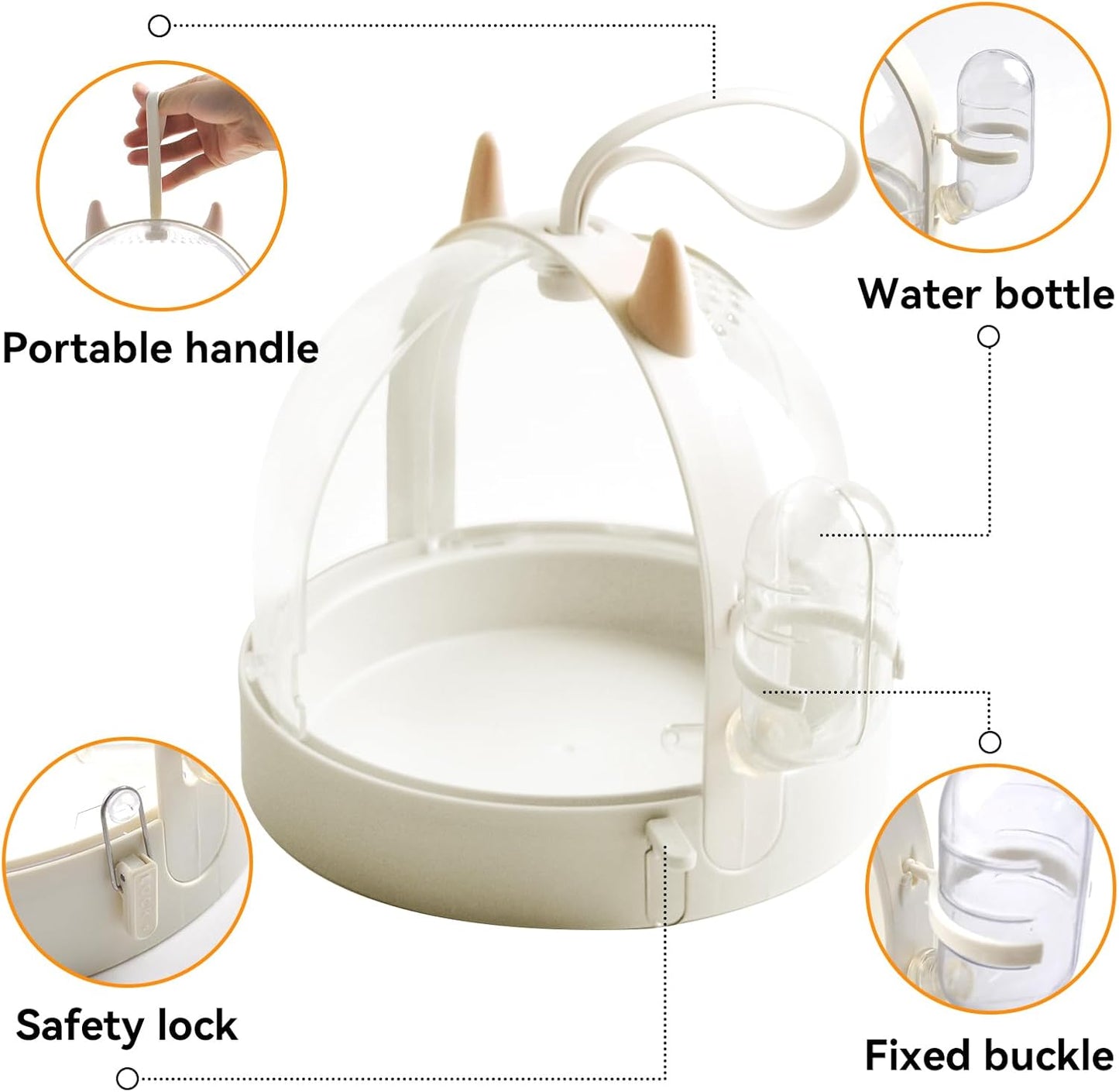 Hamster Portable Cage Travel Case,Hamster Carrying Cage High Permeability Guinea Pig Travel Cage with Water Bottle Travel Carrier for Gerbils Mice Guinea Pigs Sugar Glider(White)