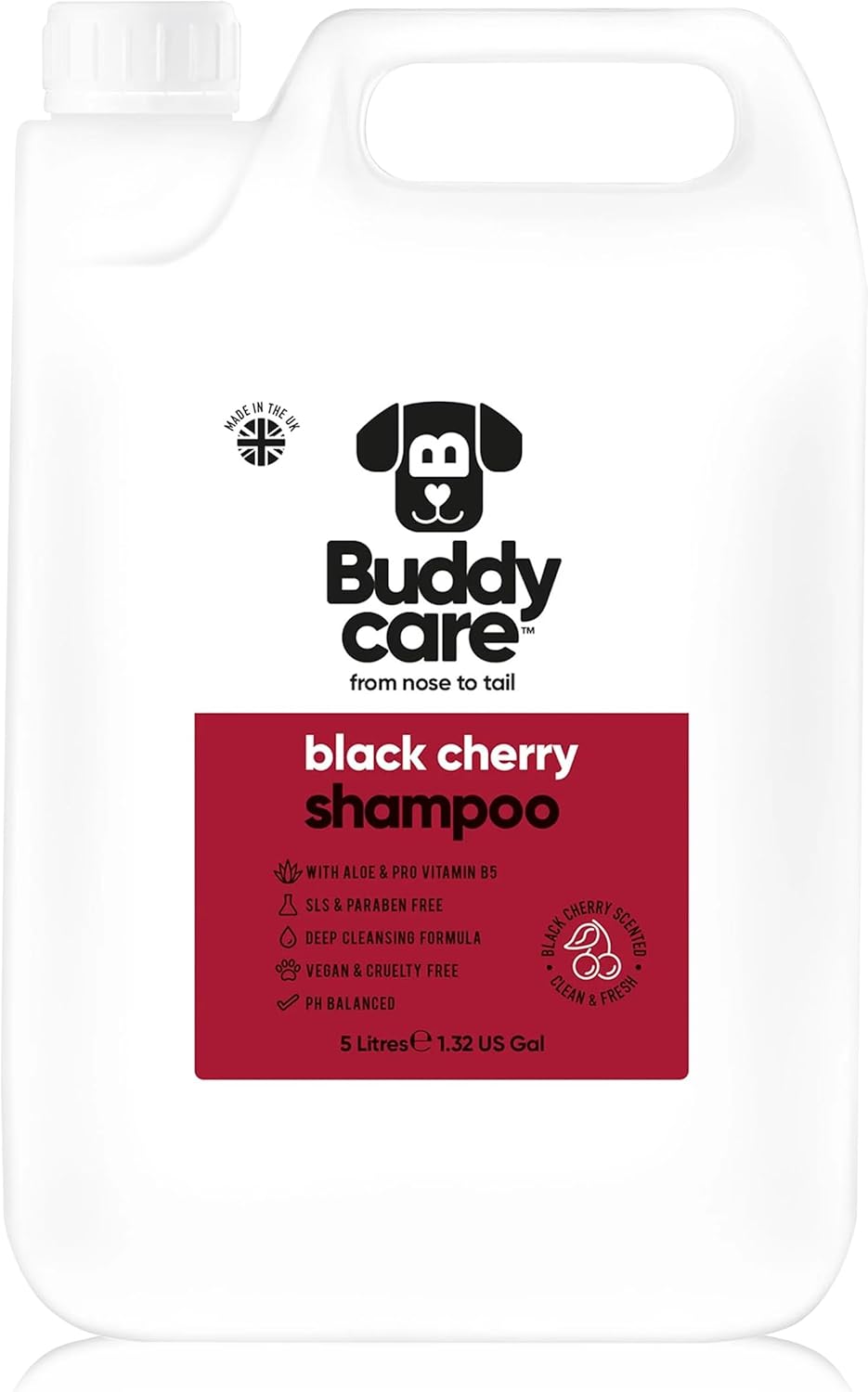Black Cherry Dog Shampoo by Buddycare | Deep Cleansing Shampoo for Dogs | Black Cherry Scented | with Aloe Vera and Pro Vitamin B5 (169.07oz)