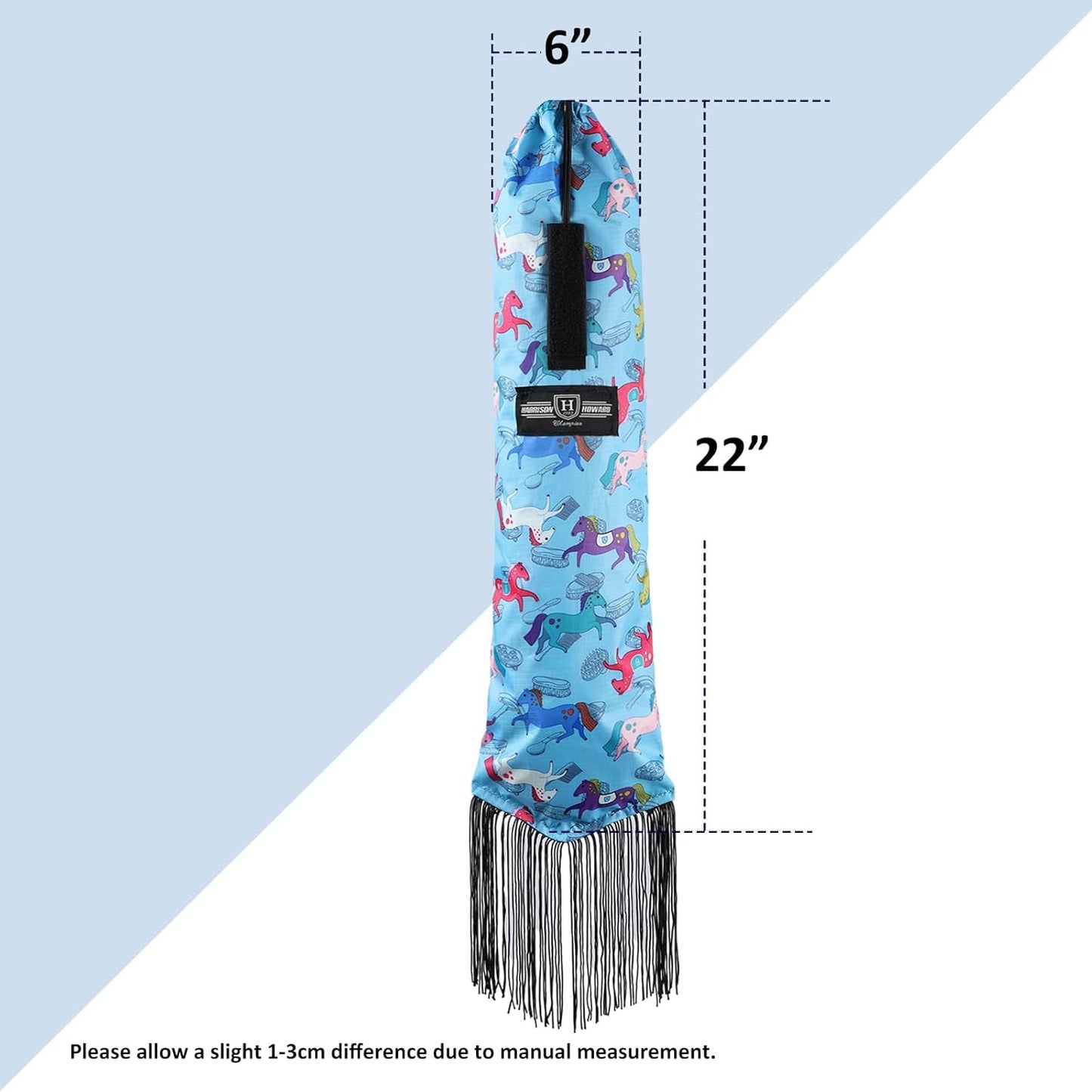 Harrison Howard Smooth Lightweight Adjustable Fastener Nylon Horse Tail Bag with Fringe