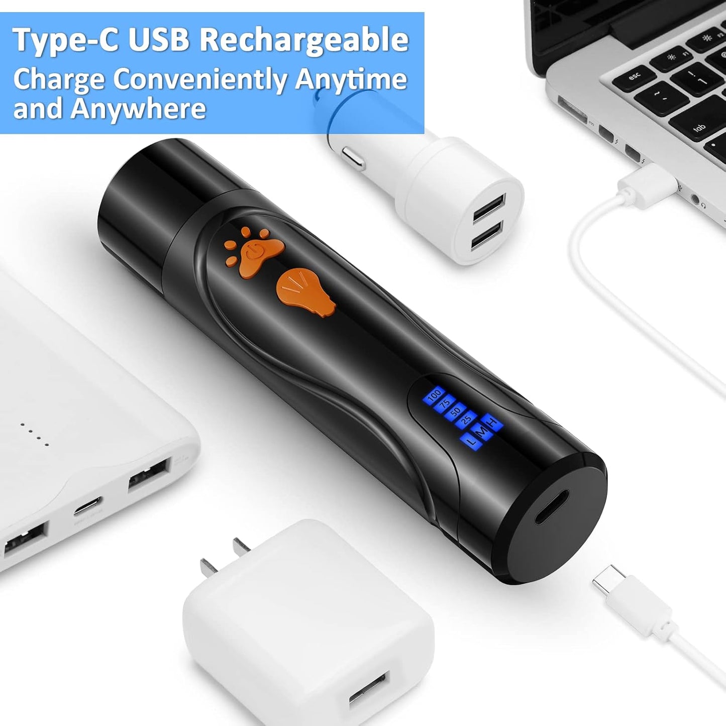 YABIFE Dog Nail Trimmers and Dog Nail Clippers Kit, Whisper Quiet Electric Grinder with Light, for Small, Medium, Large Dogs, Cats Toenail Grooming, 3 Speeds