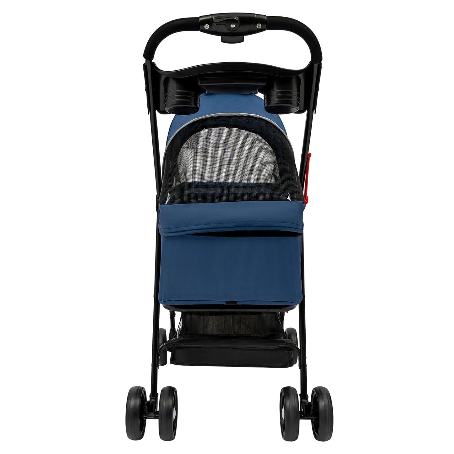 Pet Stroller, 4 Wheels Dog Cat Carrying Cart, Foldable Puppy Carrier with Storage Bag and Detachable Grid Structure for Small/Medium Dogs Cats Up to 44Lbs (Blue)