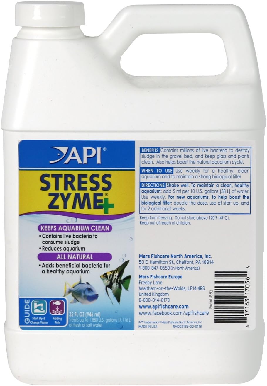 API STRESS ZYME Freshwater and Saltwater Aquarium Cleaning Solution 32-Ounce Bottle