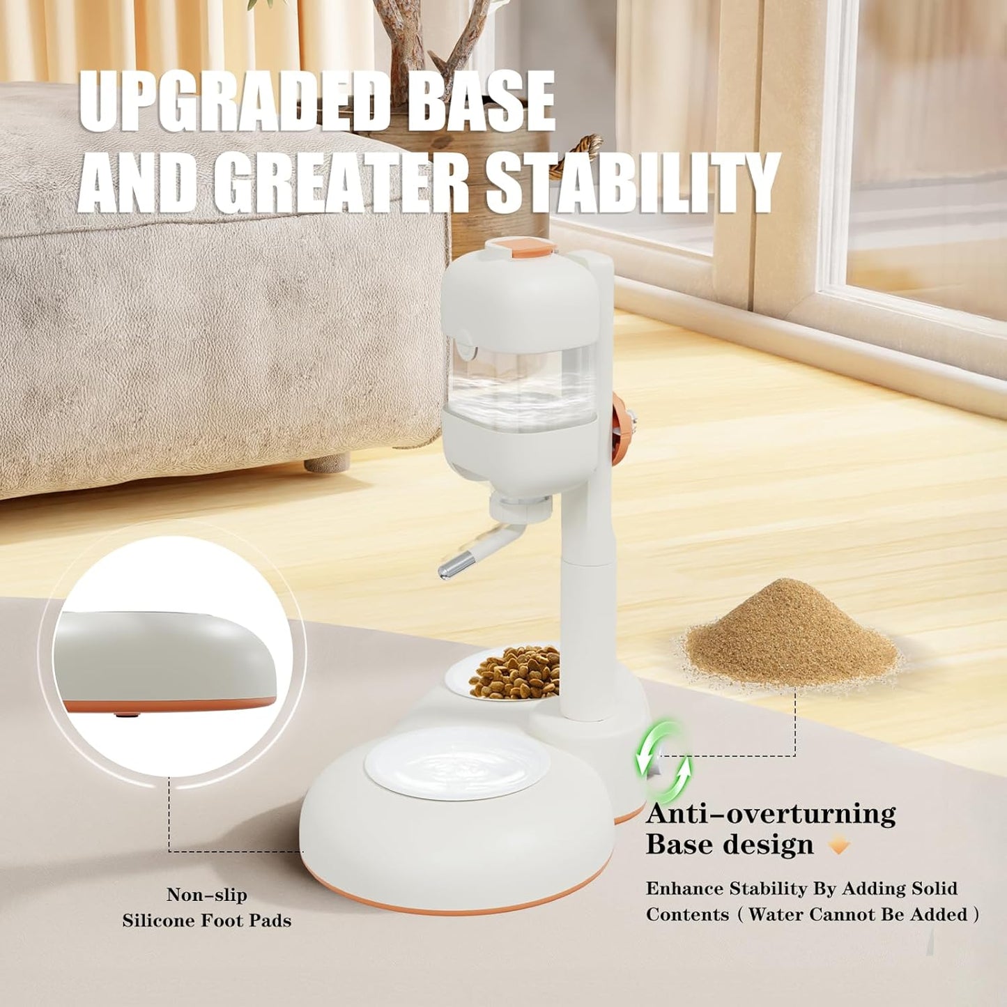 Pet Bowls with Weaning Bottles,3 in 1 Height Adjustable Water Dispenser for Dogs,15°Tilted Food Bowls for Small Dogs,Puppy Feeding,Pet Food Bowls for Cats,Rabbits,Ferrets