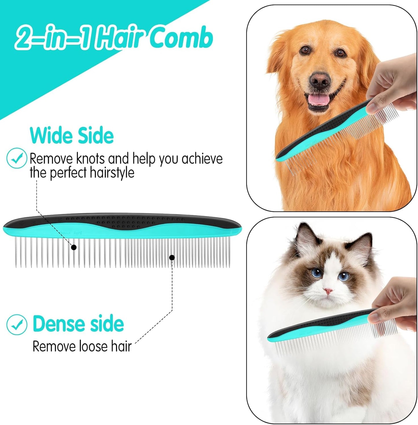 VIWIK 2 in 1 Dog Nail Trimmers with LED Light for Bloodline, Dog Comb, Dog Nail Clippers with Quick Sensor & Safety Guard to Avoid Overcutting, Cat Puppy Claw Clipper for Grooming with Nail File Blue