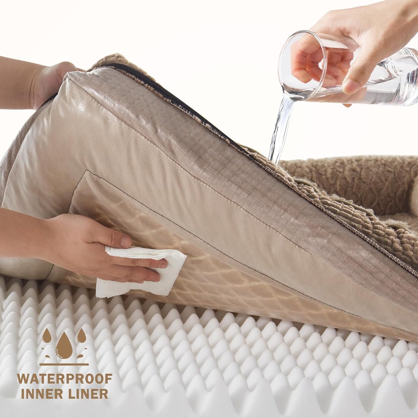 INVENHO Orthopedic Dog Beds Large Sized, XL Washable Egg-Crate Memory Foam Dog Couch with Washable Removable Cover, Waterproof Lining and Nonskid Bottom