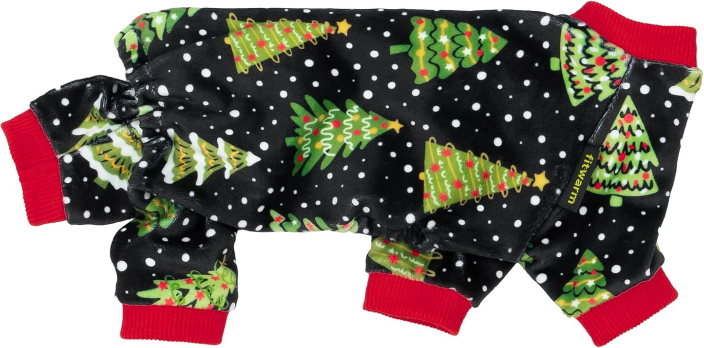 Fitwarm Christmas Tree Dog Pajamas, Christmas Clothes for Small Dogs Boy Girl, Holiday Pet Outfit, Black, Red, Green, Yellow, Medium