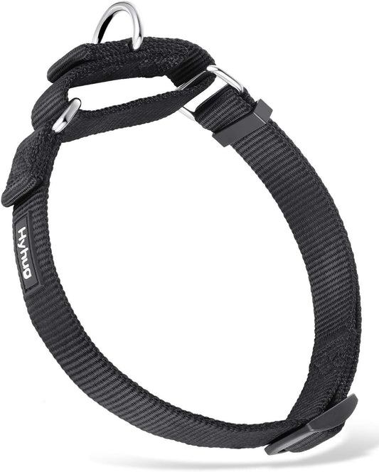 Hyhug Martingale Dog Collar Without Buckle: Anti Escape, No Slip Heavy Duty Nylon, Colorfast Adjustable Pet Supplies for Small Breeds(Small,Black)