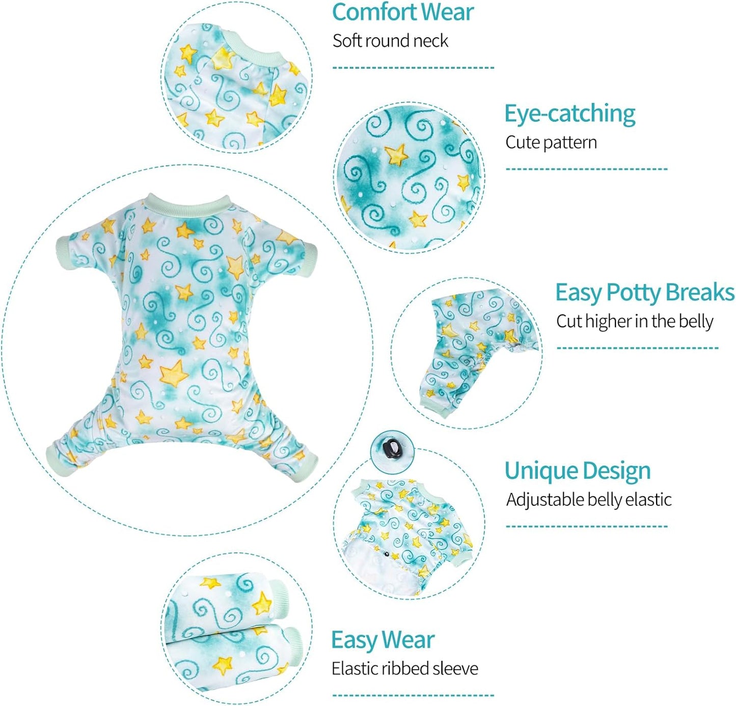 CuteBone Small Dogs Outfit Soft Puppy Onesies Pjs Dog Pajamas Pet Coat Cat Apparel Comfy Doggie Jumpsuit Bodysuit for All Seasons P279L