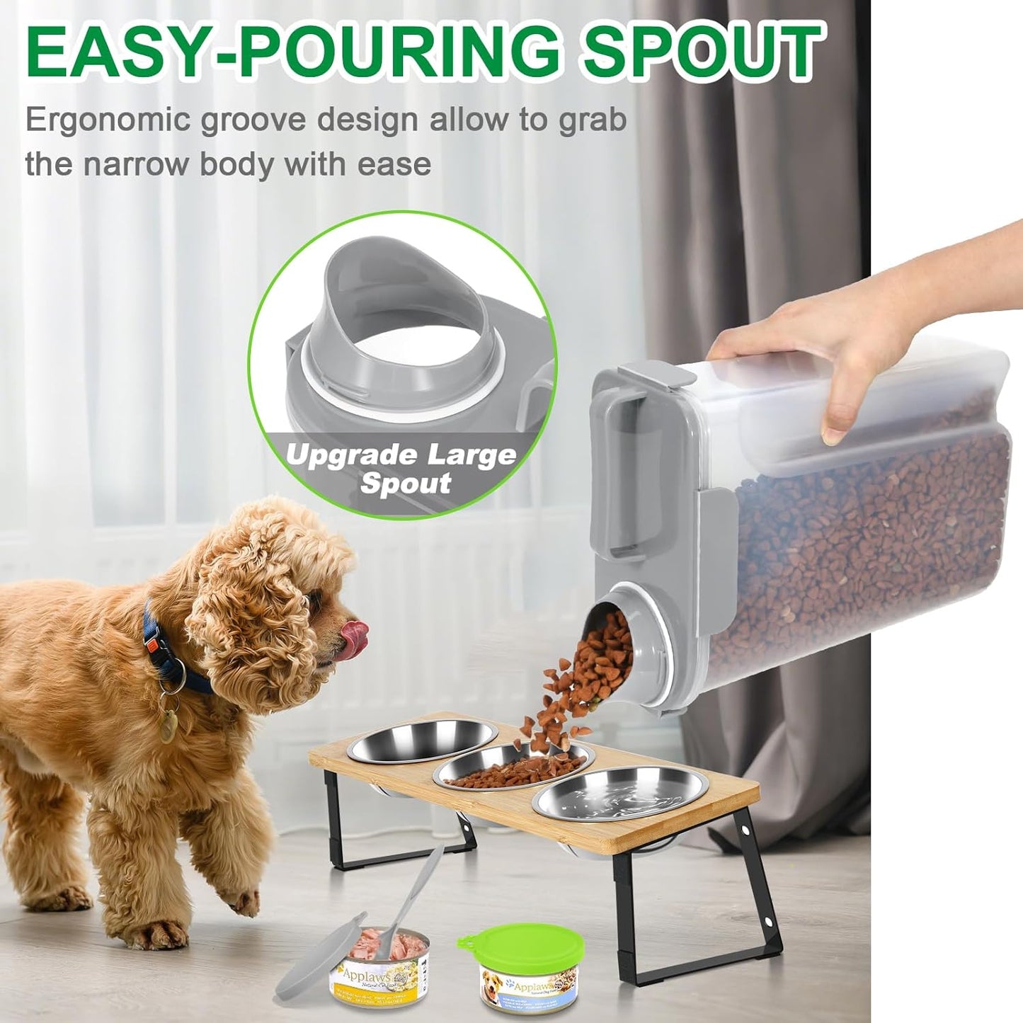 TBMax Cat Dog Food Storage Container 5 to 7 lbs with Pet Can Cover and Mixing Spoon, Airtight Pet Food Bird Seed Dispenser, Portable Travel Kibble Container for Travel Daily Use