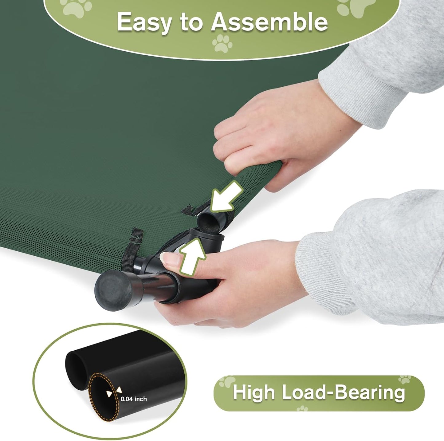 Small Elevated Dog Bed 22 Inch - Puppy Cooling Cot with Removable Washable Breathable Mesh, Raised Dog Cots Beds for Indoor and Outdoor, Green