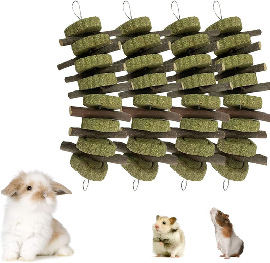 kathson Rabbit Chew Toys,Bunny Grind Teeth 100% Natural Organic Apple Wood Stick Improve Rodent Health Rabbits Hamsters Squirrel Guinea Pig(4 Pieces)