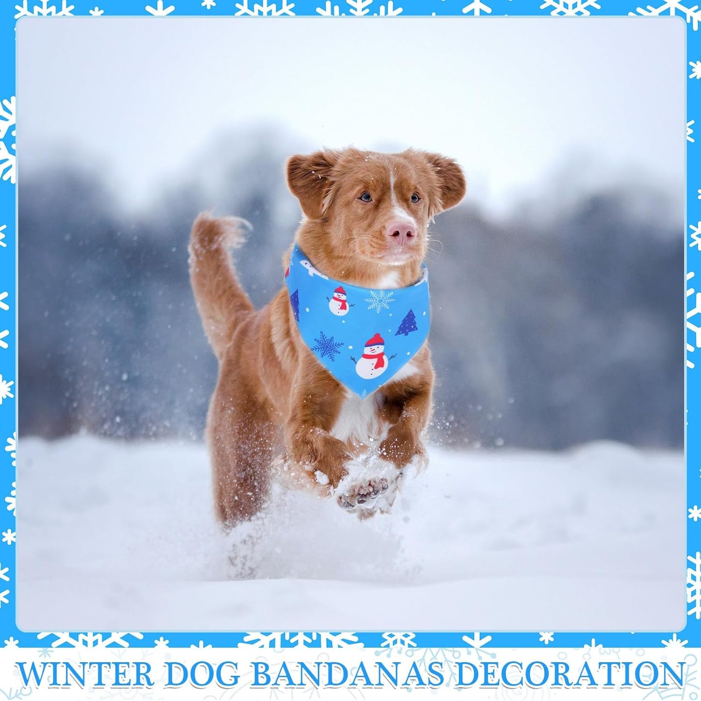Abbylike 50 Pieces Winter Dog Bandanas Bulk Blue Snowflake Dog Bandanas for Pets Triangle Kerchief Scarf Bibs for Winter Pets Cats Party Costume Accessories (25.6 x 17.7 x 17.7)