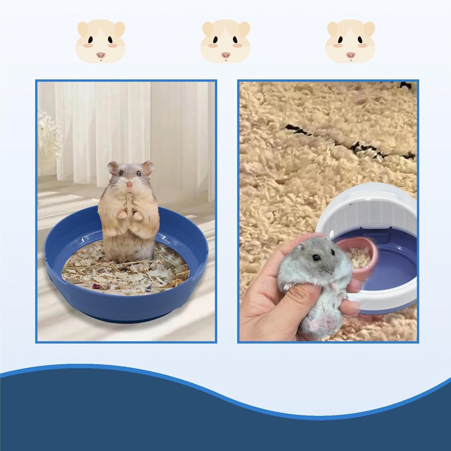 Hamster Carrier Cage Portable Cages Small Animals Carry Travel Case with Water Bottle Plastic Breathable Guinea Pig Outgoing Cage for Dwarf Hamster Ferret Chinchillas Hedgehog (Blue)