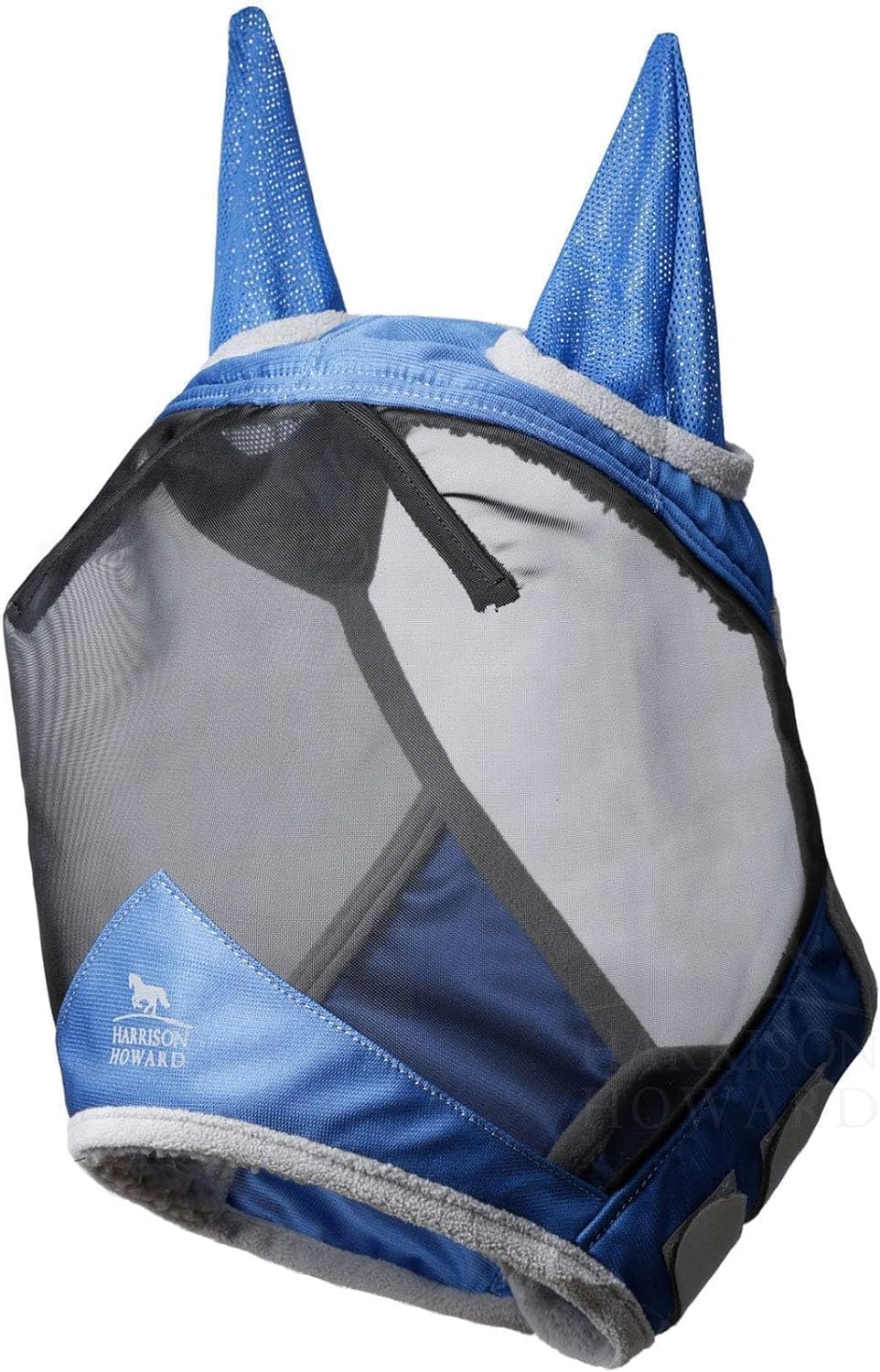 Harrison Howard CareMaster Pro Luminous Horse Fly Mask Large Eye Space Standard with Ears UV Protection for Horse Royal Blue Full Size