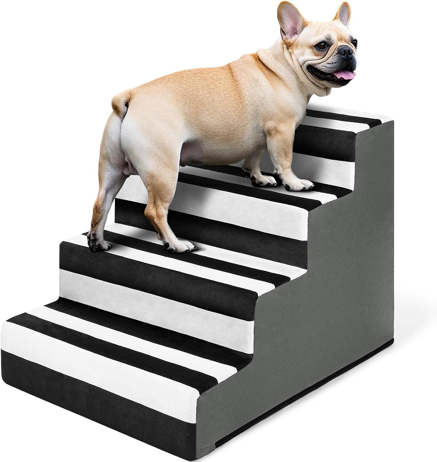 JOEJOY Dog Stairs for Small Dogs 17.7" H, 4-Step Dog Steps for High Bed and Couch, Pet Stairs with Non-Slip Bottom Washable Cover for Small Dogs and Cats