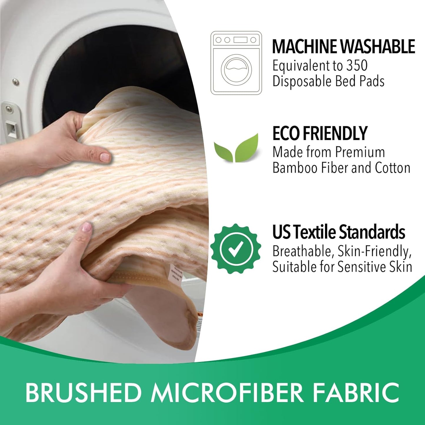 King Size Bed Pads for Incontinence Washable Waterproof, 71" x 59" (Pack of 1) - Reusable Extra Large Colored Cotton Pee Pads for Adults, Elderly, Pet, 4-Layer Underpads for Sofa,Furniture -KELISITING