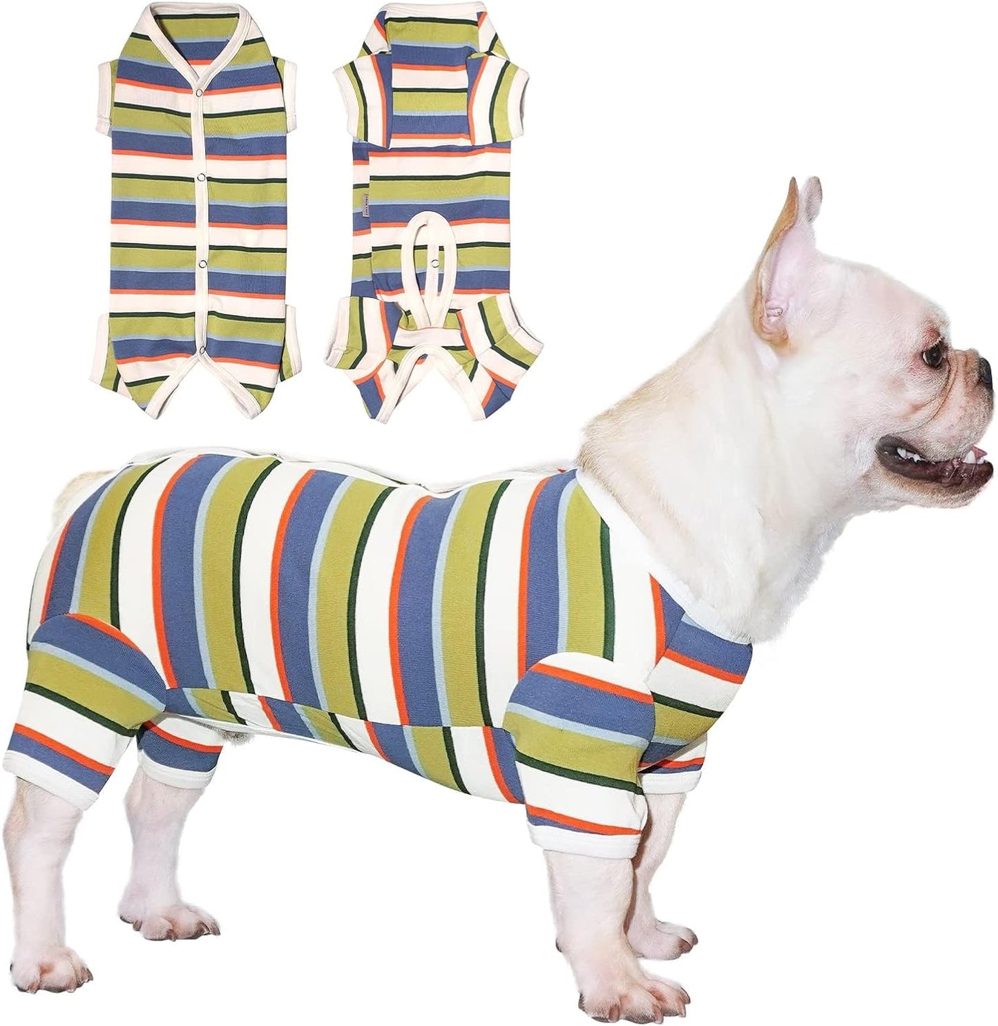 TONY HOBY Dog Pajamas, Dog Jumpsuit, Colorful Dogs Shirt, Dogs Surgery Recovery Suit for Small Medium Breeds (Blue&White, Boy, M)