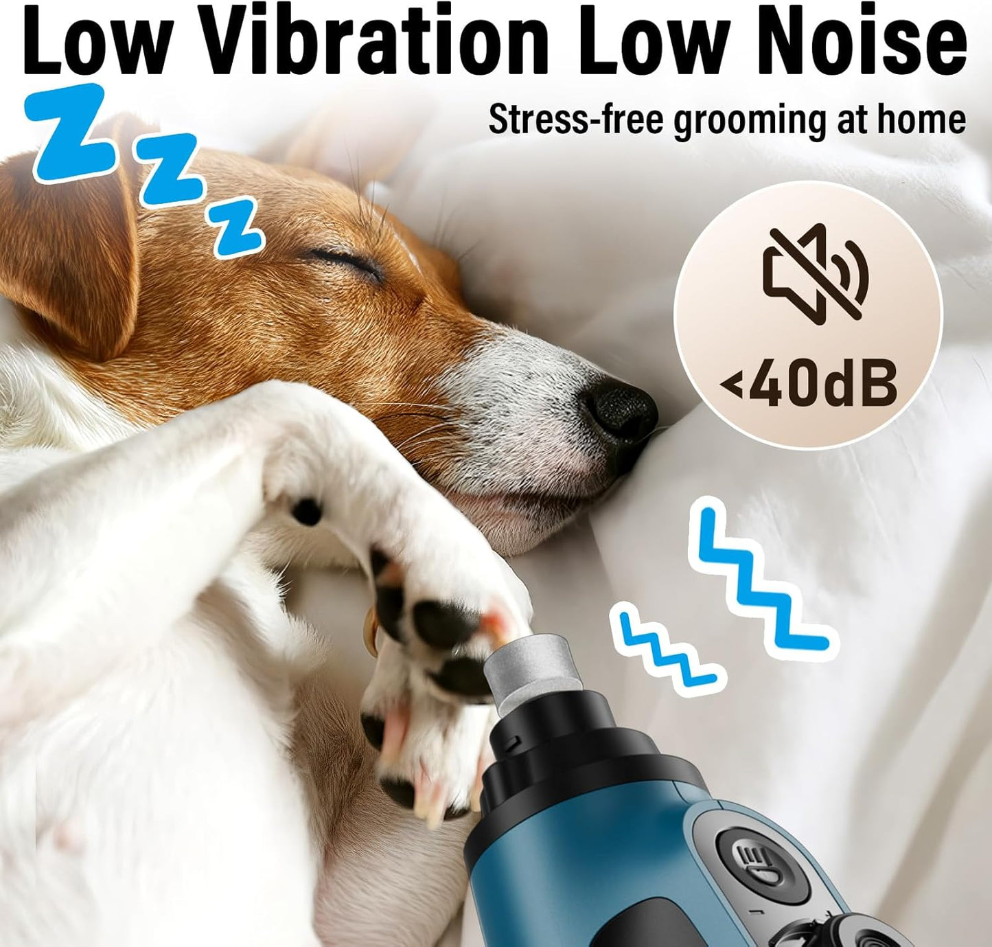 Casfuy Smart 6-Speed Dog Nail Grinder - 50% More Power Pet Nail Grinder with 2 LED Lights Quiet Rechargeable Electric Dog Nail Trimmers File Toenail Grinder for Large Medium Small Dogs & Cats (DB)