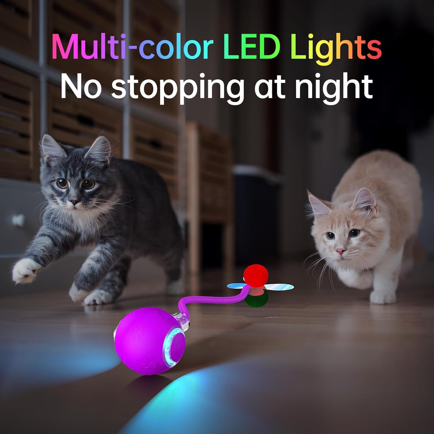 Interactive Cat Toys for Indoor Cats - Kitten Toy with Speedy Tail 2.0, Automatic Cat Toys for Bored Indoor Adult Cats, Motion-Activated, 2025 New Upgraded, USB Rechargeable (Purple)