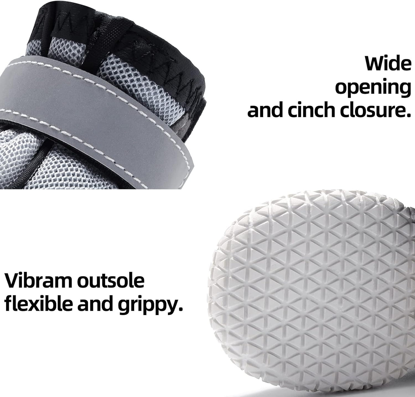 Hcpet Dog Boots for Large Dogs, Dog Shoes for Hot Pavement Winter Snow, Paw Protector Dog Booties Designed for Comfort and Breathability, Outdoor Booties for Small Medium Dogs for Hiking Grey Size 5