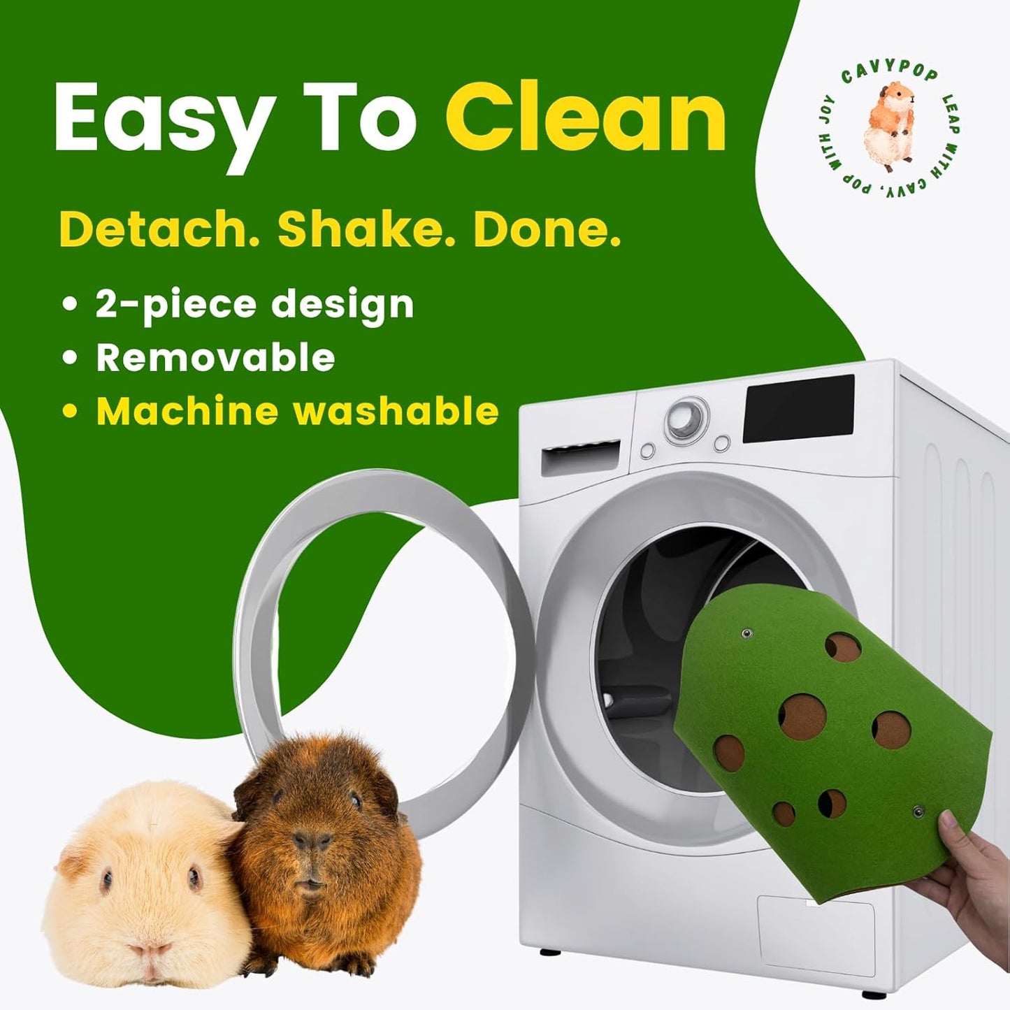 Guinea Pig Tunnel Foldable Fleece Hideout Tube with Cheese-Hole Design Soft Cozy Hideaway for Guinea Pig Cage Corner Indoor Play and Napping-Green