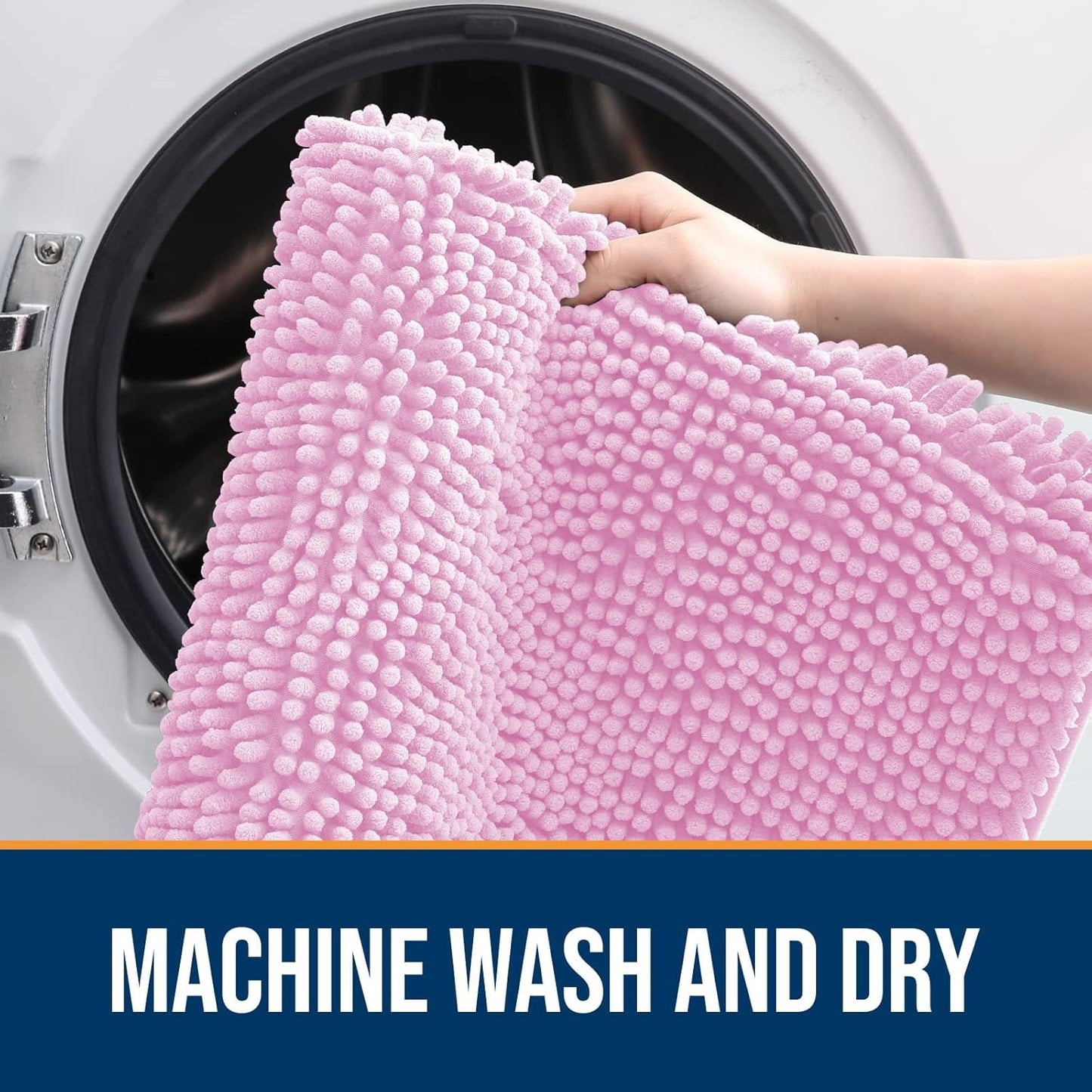 OLANLY Dog Door Mat for Muddy Paws 47x20, Absorbs Moisture and Dirt, Absorbent Non-Slip Washable Doormat, Quick Dry Chenille Mud Mat for Dogs, Entry Indoor Entryway Carpet for Inside Floor, Pink