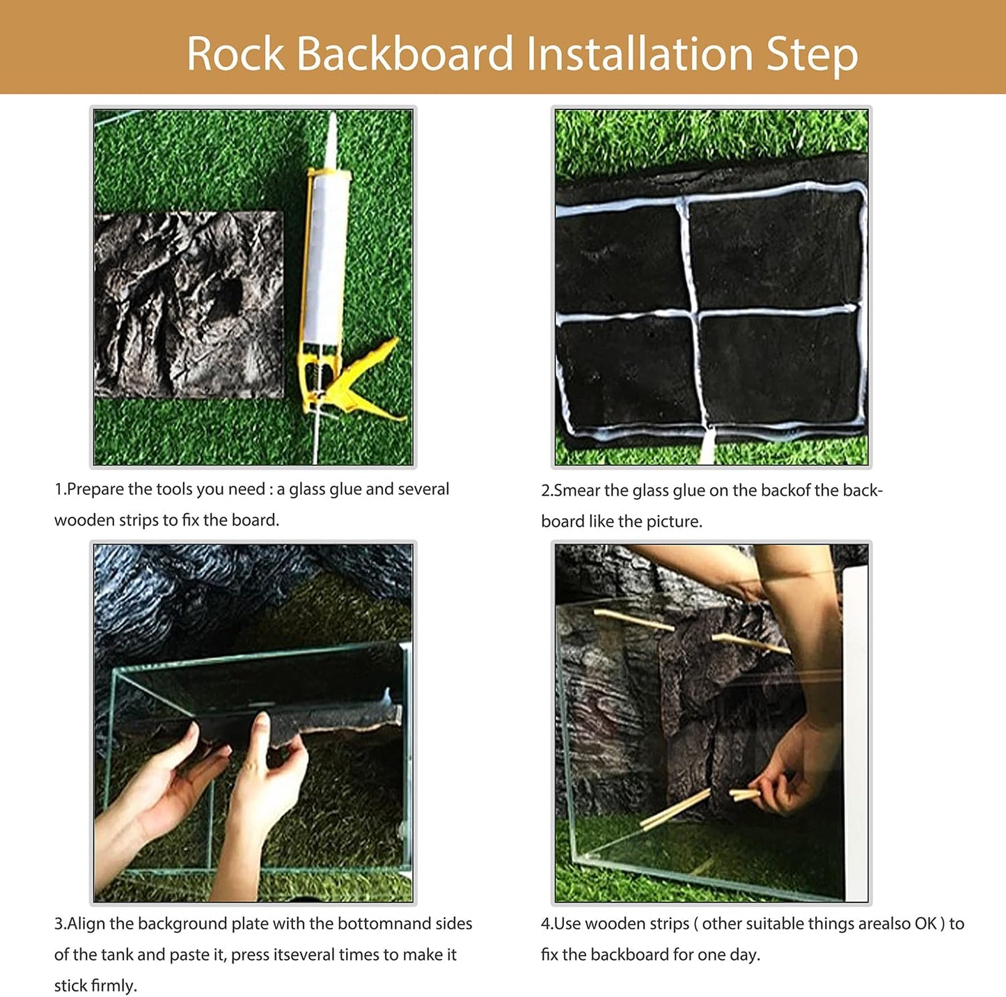 4pcs Rock Terrarium Background,3D Reptile Tank Background Board,Amphibian Stereo Backdrop Wall,Lizard Snake Gecko Spider Chameleon Turtle Fish pet silo Background Decorative Panel