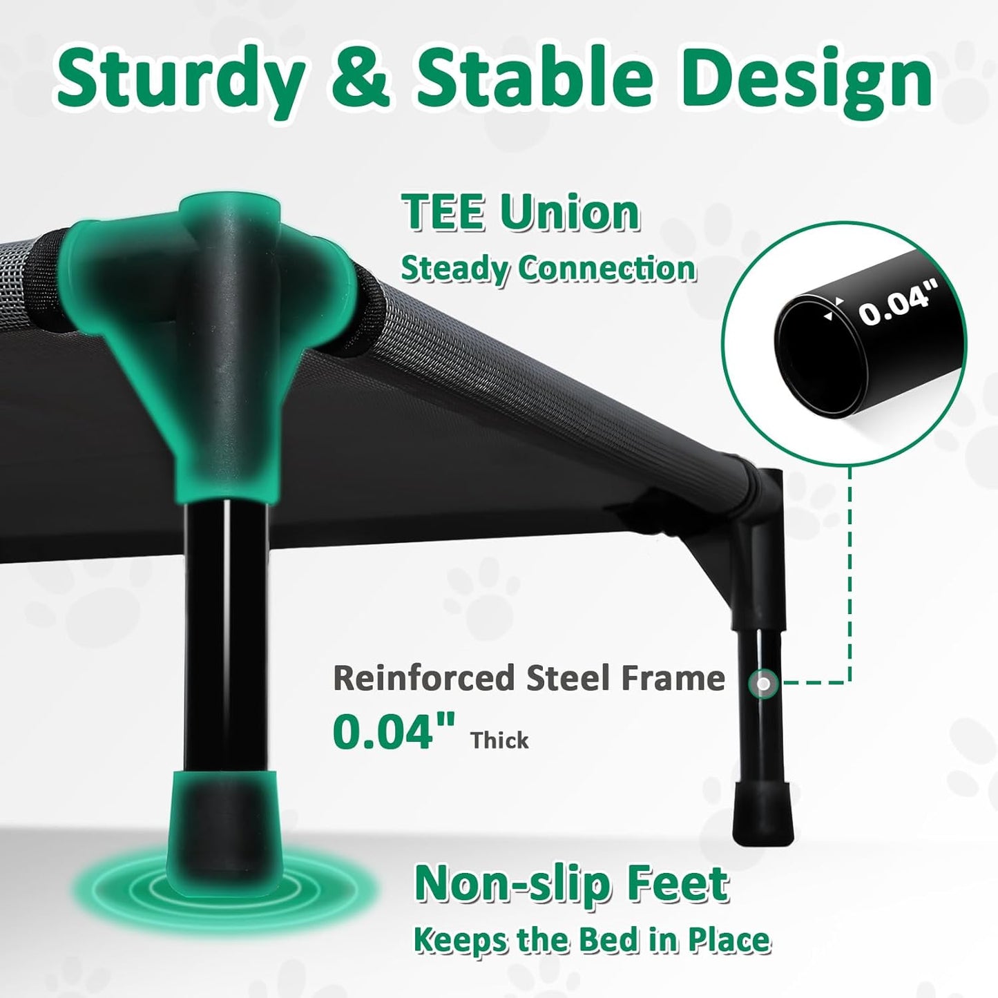 XL Elevated Dog Bed Outdoor, Cooling Raised Dogs Cot with Breathable Mesh & Anti-Slip Feet, Lifted Dog Beds with Frame, High Pet Hammock (XL, Black)