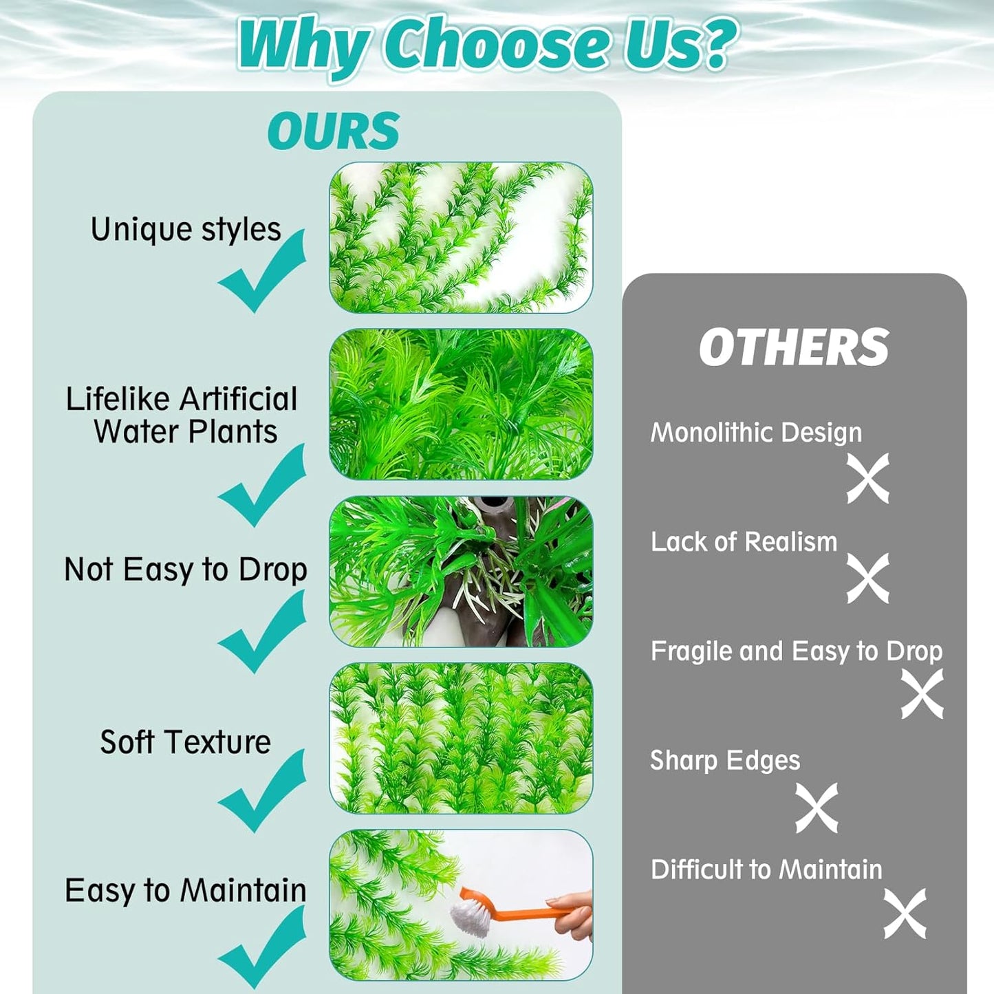 Hamiledyi Aquarium Plastic Plants Aquarium Decor Artificial Fish Tank Plants,Tall Fish Tank Decorations, Extra Large Aquarium Plant 20.4-inch Tall,2PCS