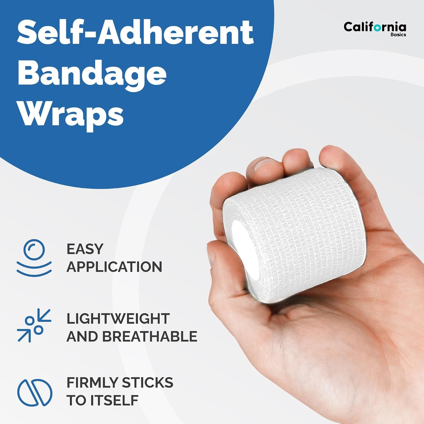 Self-Adhesive Bandage Wrap - Suitable for All Sports - Breathable Athletic Tape for Wrists - Knee and Ankle - Self Adhesive Bandage- 2 Inch- 24 Pack - White