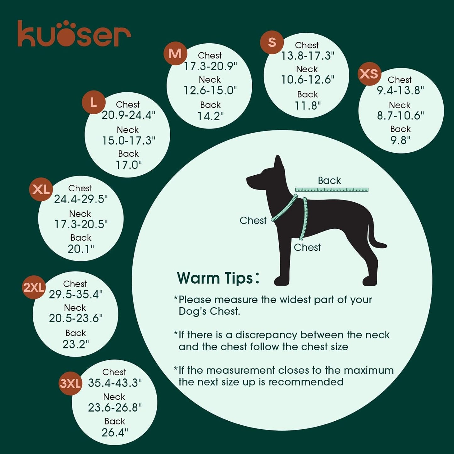 Kuoser Warm Dog Coat, Waterproof Dog Jacket for Extra Large Dogs, Adjustable Durable XL Doggie Winter Coat Reversible Cozy Puppy Cold Weather Apparel from Small to Large Breed, Rose XL