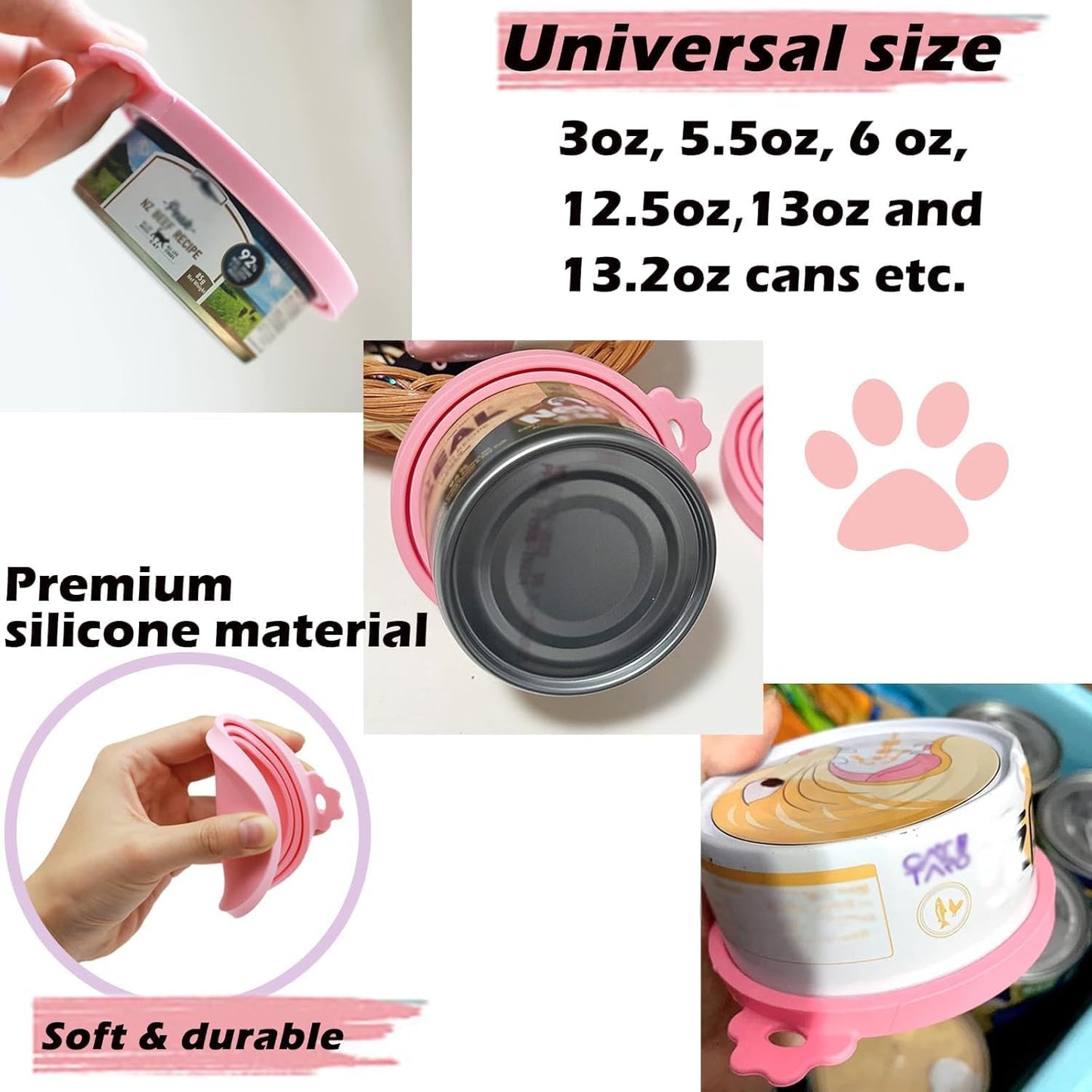 6 Pcs Can Covers, Universal BPA Free Silicone Dog Cat Can Lids, Fit Most Standard Size Dog and Cat Cans(6 colors)